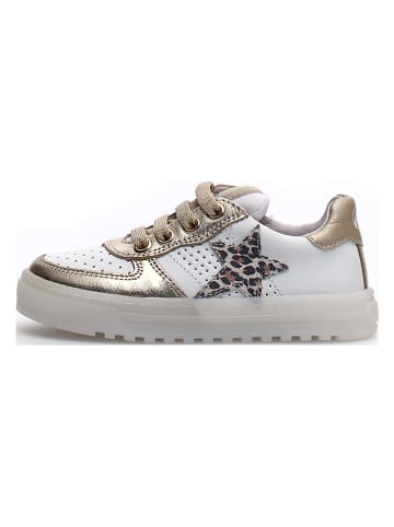 Naturino Leren sneakers "Hess zip" wit/goudkleurig