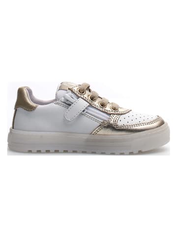 Naturino Leder-Sneakers "Hess zip" in Weiß/ Gold