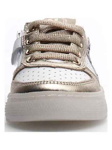 Naturino Leder-Sneakers "Hess zip" in Weiß/ Gold