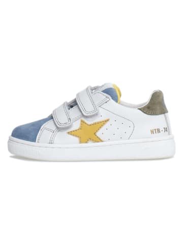 Naturino Leder-Sneakers "Pinn" in Weiß/ Hellblau