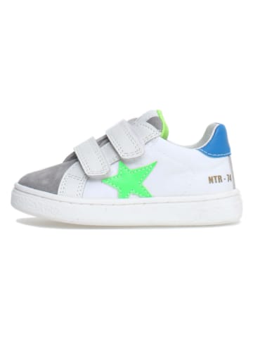 Naturino Leder-Sneakers "Pinn" in Weiß/ Grau/ Blau