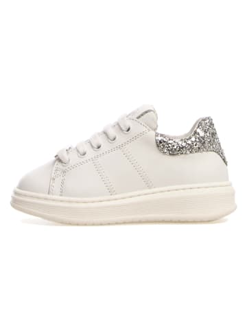 Naturino Leren sneakers "Ollip zip" wit/zilverkleurig