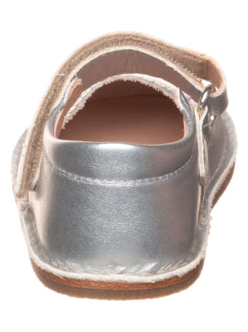 lamino Leren ballerina's met bandje zilverkleurig
