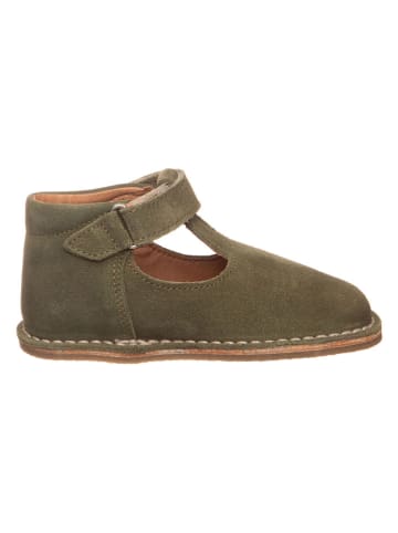 lamino Leren enkelschoenen kaki