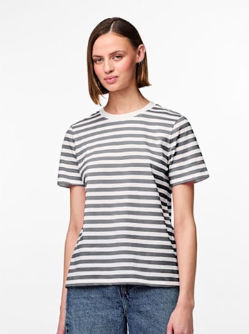 Pieces Shirt in Grau/ Weiß