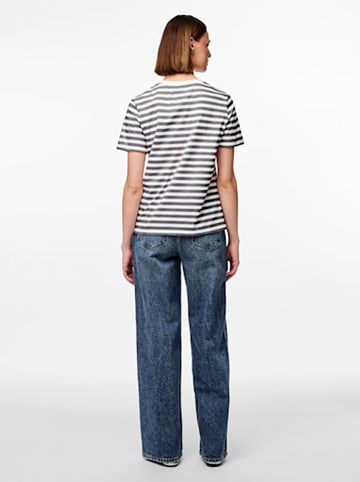 Pieces Shirt in Grau/ Weiß