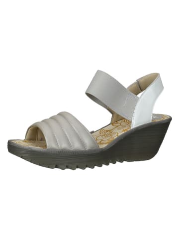 Fly London Leder-Keilsandaletten in Weiß