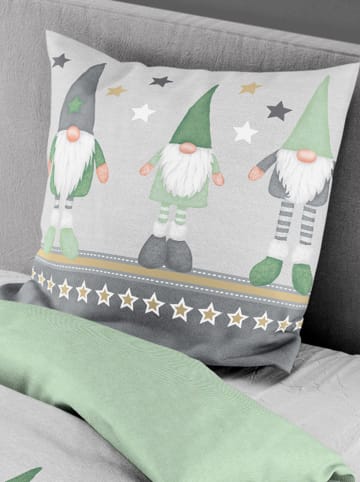 Bierbaum Komplet pościeli flanelowej w kolorze szaro-zielonym