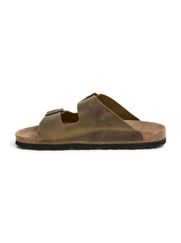 BABUNKERS Family Leder-Pantoletten in Khaki