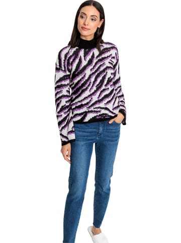 Heine Pullover in Schwarz/ Lila/ Weiß