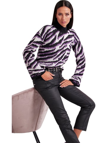 Heine Pullover in Schwarz/ Lila/ Weiß