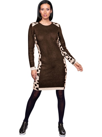Heine Strickkleid in Dunkelbraun/ Beige