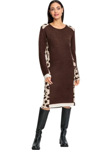 Heine Strickkleid in Dunkelbraun/ Beige