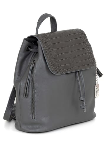 Anna Morellini Leder-Rucksack "Amedea" in Anthrazit - (B)29 x (H)32 x (T)12 cm