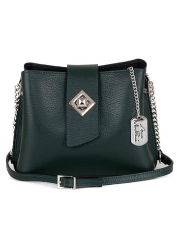 Anna Morellini Leder-Umhängetasche "Elianna" in Dunkelgrün - (B)22 x (H)19 x (T)10 cm