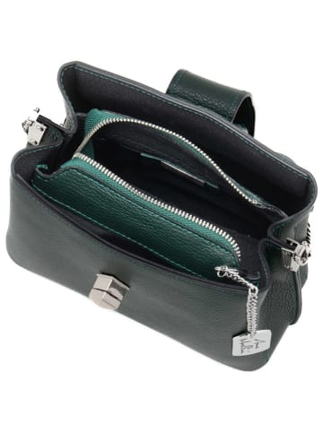 Anna Morellini Leder-Umhängetasche "Elianna" in Dunkelgrün - (B)22 x (H)19 x (T)10 cm