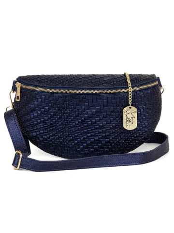 Anna Morellini Leren heuptas "Rufina" donkerblauw - (B)30 x (H)18 x (D)9 cm