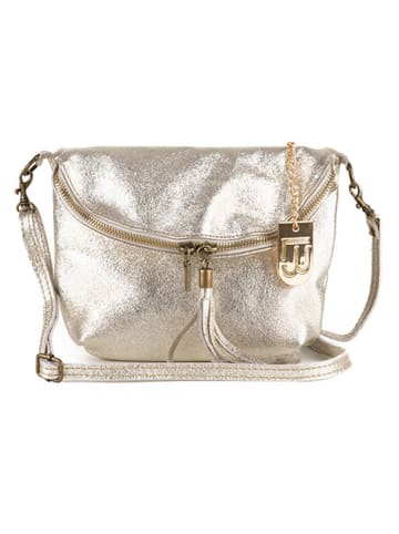 Lucca Baldi Leren schoudertas "Cetona" zilverkleurig - (B)24 x (H)18 x (D)4 cm