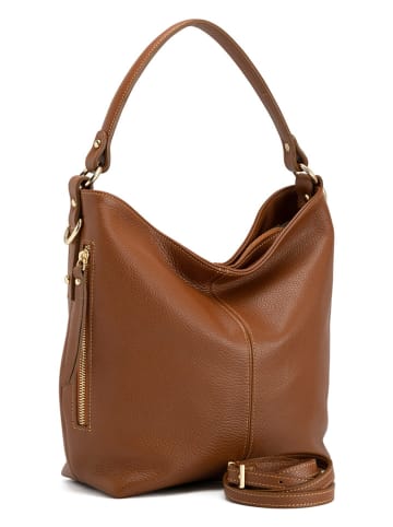 Lucca Baldi Leder-Schultertasche "Carrara" in Cognac - (B)36 x (H)28 x (T)12 cm