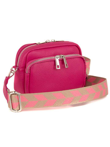 Lucca Baldi Leren schoudertas "Feltre" roze - (B)19 x (H)15 x (D)7 cm