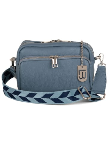Lucca Baldi Leder-Umhängetasche "Feltre" in Hellblau - (B)19 x (H)15 x (T)7 cm