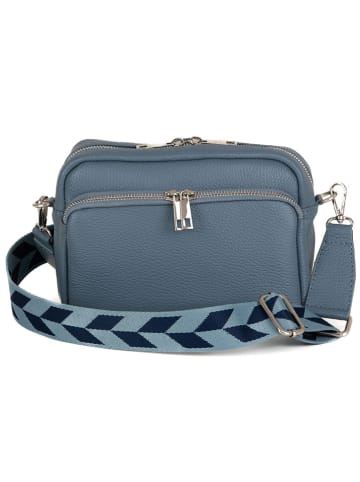 Lucca Baldi Leren schoudertas "Feltre" lichtblauw - (B)19 x (H)15 x (D)7 cm