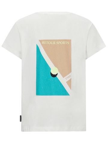 Retour Shirt "Ves" in Weiß/ Türkis/ Beige