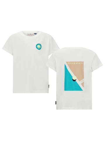 Retour Shirt "Ves" in Weiß/ Türkis/ Beige