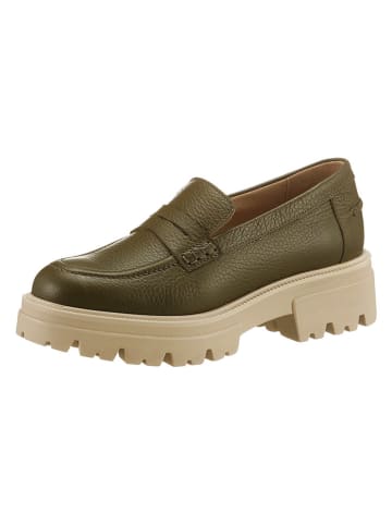 Heine Leder-Mokassins in Khaki