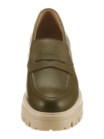 Heine Leder-Mokassins in Khaki