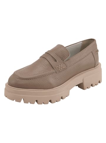 Heine Leren mocassins lichtbruin