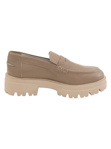 Heine Leren mocassins lichtbruin