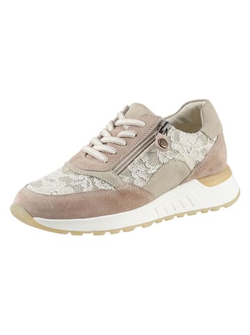 Heine Leren sneakers lichtroze/wit