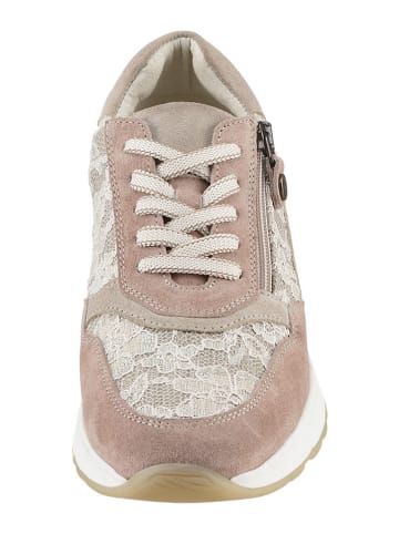 Heine Leren sneakers lichtroze/wit