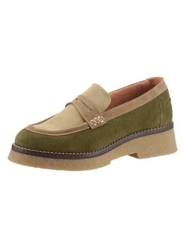 Heine Leder-Mokassins in Khaki
