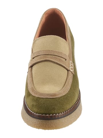 Heine Skórzane mokasyny w kolorze khaki