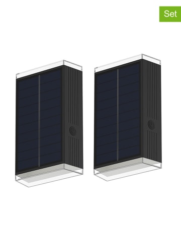 lumisky 2-delige set: solarwandlampen "Rody" zwart - (B)10 x (H)4 x (D)16 cm