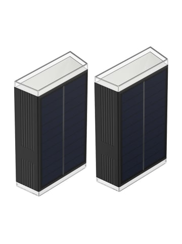 lumisky 2er-Set: Solar-Wandleuchten "Rody" in Schwarz - (B)10 x (H)4 x (T)16 cm