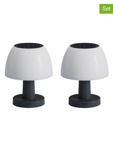 lumisky 2er-Set: Solar-Tischleuchten "Lumina" in Weiß/ Schwarz - (H)13,5 x Ø 15,3 cm