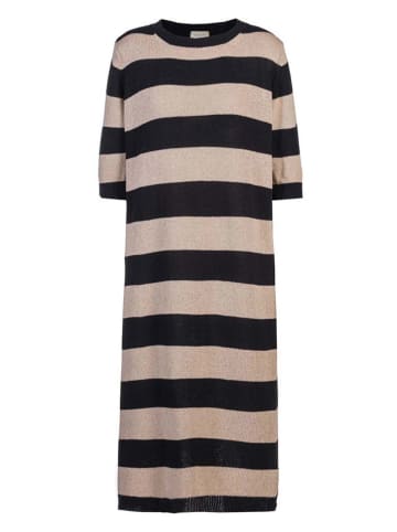 Herrlicher Strickkleid "Yamila" in Schwarz/ Sand