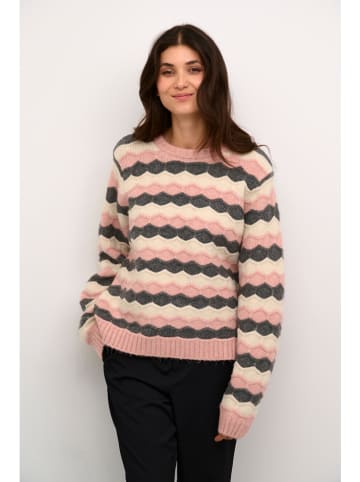 CULTURE Sweter "Anthonia" w kolorze jasnoróżowo-kremowo-antracytowym