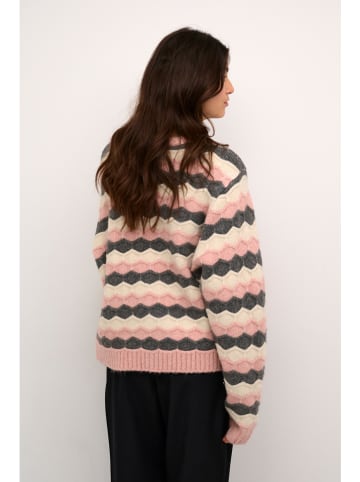 CULTURE Sweter "Anthonia" w kolorze jasnoróżowo-kremowo-antracytowym