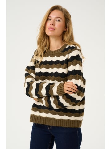 CULTURE Pullover "Anthonia" in Khaki/ Creme/ Schwarz