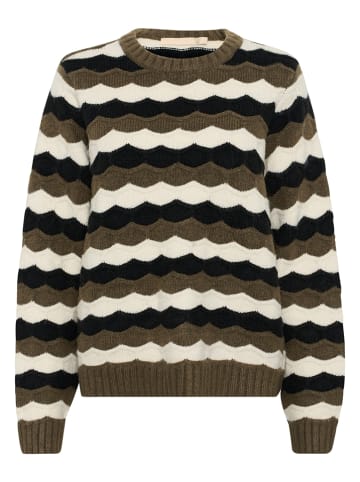 CULTURE Pullover "Anthonia" in Khaki/ Creme/ Schwarz