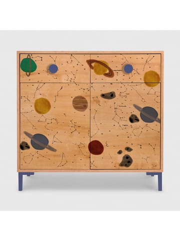 Folkifreckles Kommode "Alise" in Hellbraun/ Bunt - (B)90 x (H)87 x (T)45 cm