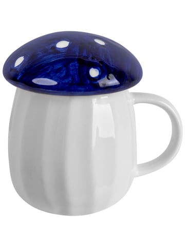 Folkifreckles Tasse "Mushroom" in Weiß/ Dunkelblau - (H)11 cm