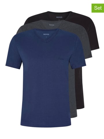 Hugo Boss Fashion 3er-Set: Shirts in Dunkelblau/ Schwarz/ Anthrazit