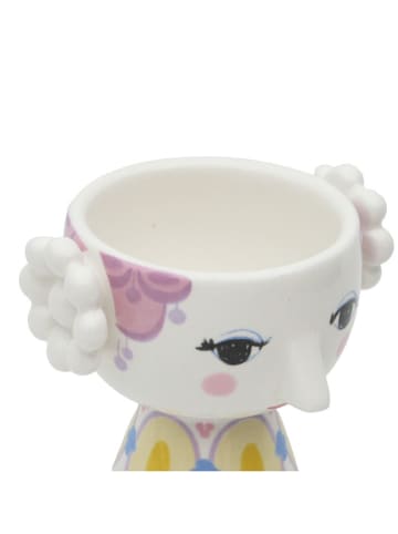 Bjorn Wiinblad 2-delige set: theelichthouders "Eva" wit/lichtroze/geel - (H)6 x Ø 6,5 cm