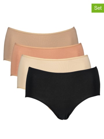 LASCANA Figi high waist (4 pary) w kolorze czarno-beżowym