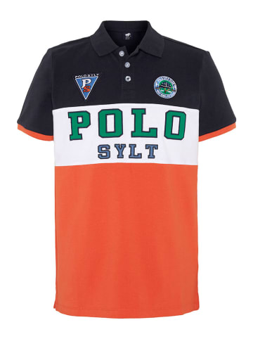 Polo Sylt Poloshirt in Orange/ Weiß/ Schwarz
